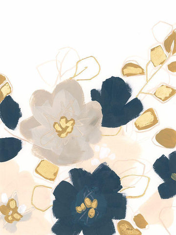 Indigo Gold Garden I Black Ornate Wood Framed Art Print with Double Matting by Vess, June Erica