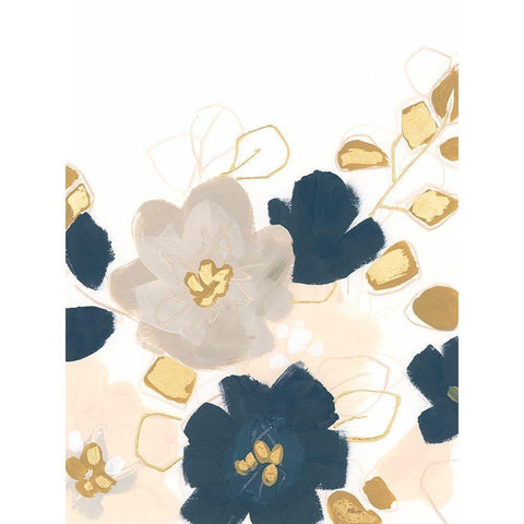 Indigo Gold Garden I White Modern Wood Framed Art Print by Vess, June Erica