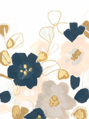 Indigo Gold Garden II Black Ornate Wood Framed Art Print with Double Matting by Vess, June Erica