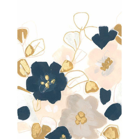 Indigo Gold Garden II Black Modern Wood Framed Art Print with Double Matting by Vess, June Erica