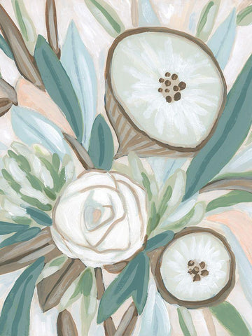 Sage Bouquet I White Modern Wood Framed Art Print with Double Matting by Vess, June Erica