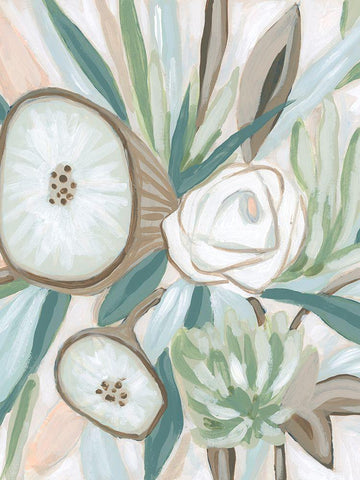 Sage Bouquet II White Modern Wood Framed Art Print with Double Matting by Vess, June Erica