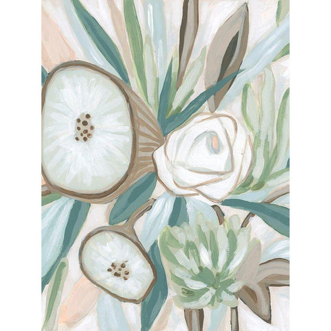 Sage Bouquet II Black Modern Wood Framed Art Print with Double Matting by Vess, June Erica