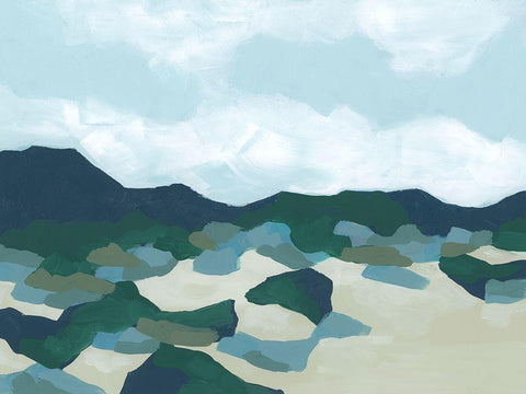 Foothill Blues I White Modern Wood Framed Art Print with Double Matting by Vess, June Erica