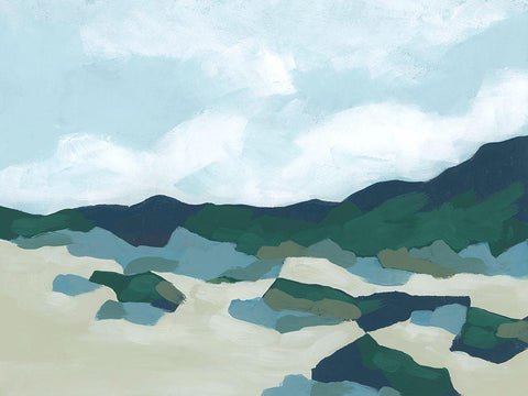 Foothill Blues II White Modern Wood Framed Art Print with Double Matting by Vess, June Erica