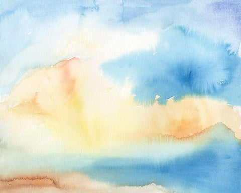 Watercolor Sky I White Modern Wood Framed Art Print with Double Matting by Longley, Alicia