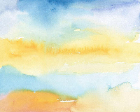 Watercolor Sky II White Modern Wood Framed Art Print with Double Matting by Longley, Alicia