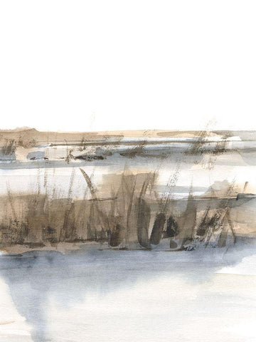 Blue-Grey Marsh III White Modern Wood Framed Art Print with Double Matting by Harper, Ethan