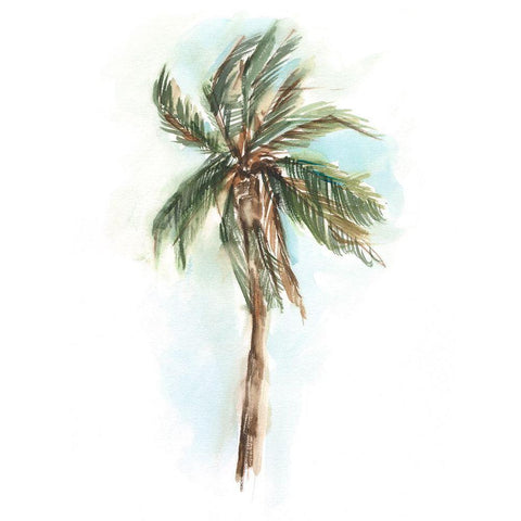 Watercolor Palm Study I White Modern Wood Framed Art Print by Harper, Ethan