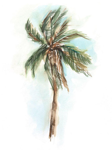 Watercolor Palm Study I White Modern Wood Framed Art Print with Double Matting by Harper, Ethan