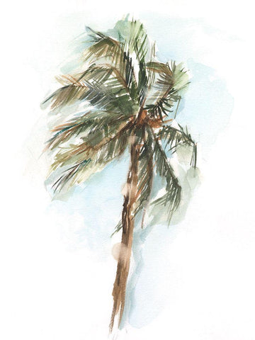 Watercolor Palm Study II White Modern Wood Framed Art Print with Double Matting by Harper, Ethan