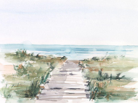 Ocean Access I White Modern Wood Framed Art Print with Double Matting by Harper, Ethan