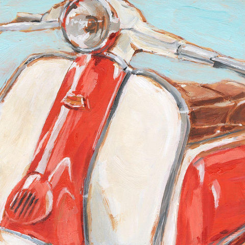 Retro Scooter II White Modern Wood Framed Art Print by Harper, Ethan