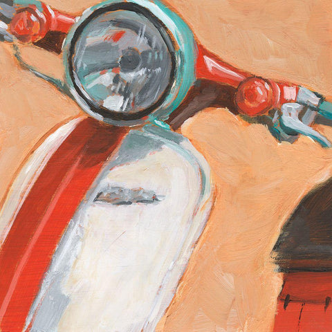 Retro Scooter III White Modern Wood Framed Art Print by Harper, Ethan