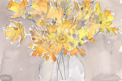 Day Dream Bouquet I White Modern Wood Framed Art Print with Double Matting by Dixon, Samuel