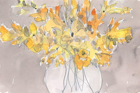 Day Dream Bouquet II White Modern Wood Framed Art Print with Double Matting by Dixon, Samuel