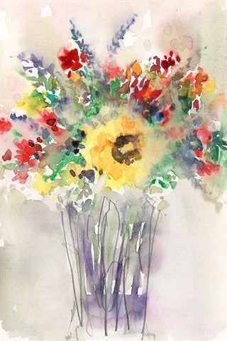 Fancy that Bouquet II White Modern Wood Framed Art Print with Double Matting by Dixon, Samuel