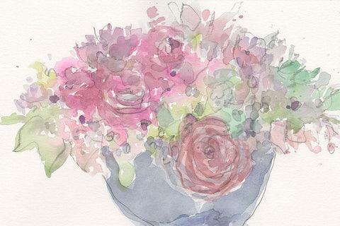 Floral Dreamy I White Modern Wood Framed Art Print with Double Matting by Dixon, Samuel