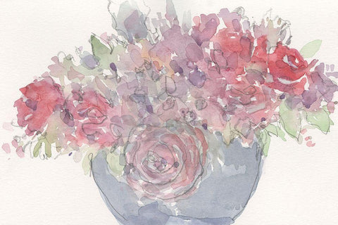 Floral Dreamy II White Modern Wood Framed Art Print with Double Matting by Dixon, Samuel