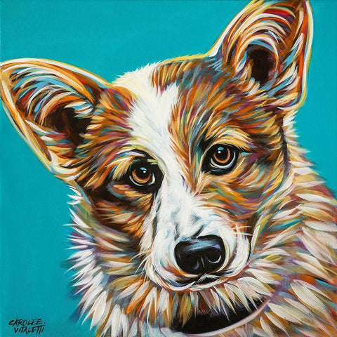 Corgi Cuteness I Black Modern Wood Framed Art Print with Double Matting by Vitaletti, Carolee