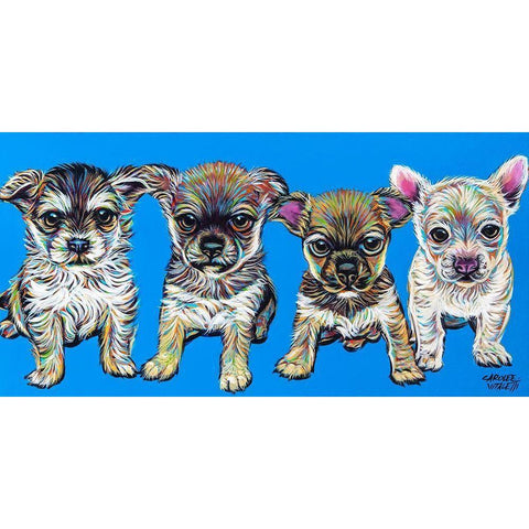 Chihuahua Pups Gold Ornate Wood Framed Art Print with Double Matting by Vitaletti, Carolee