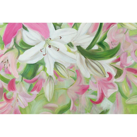 Pink and White Lilies V Gold Ornate Wood Framed Art Print with Double Matting by Iafrate, Sandra