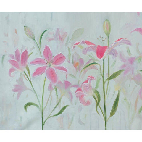 Dancing Pink Trio I Black Modern Wood Framed Art Print with Double Matting by Iafrate, Sandra