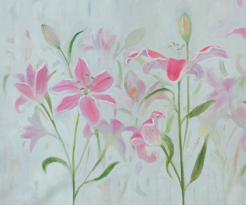 Dancing Pink Trio I White Modern Wood Framed Art Print with Double Matting by Iafrate, Sandra