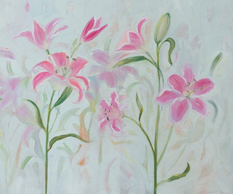 Dancing Pink Trio II White Modern Wood Framed Art Print with Double Matting by Iafrate, Sandra