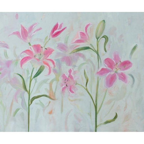 Dancing Pink Trio II White Modern Wood Framed Art Print by Iafrate, Sandra