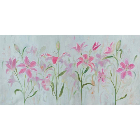 Dancing Pink Trio III Black Modern Wood Framed Art Print with Double Matting by Iafrate, Sandra