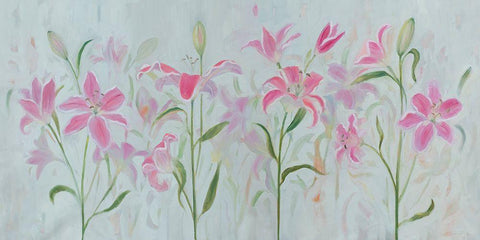 Dancing Pink Trio III White Modern Wood Framed Art Print with Double Matting by Iafrate, Sandra