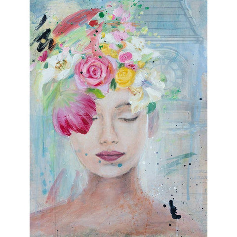 Femme Fleur I Black Modern Wood Framed Art Print by Iafrate, Sandra