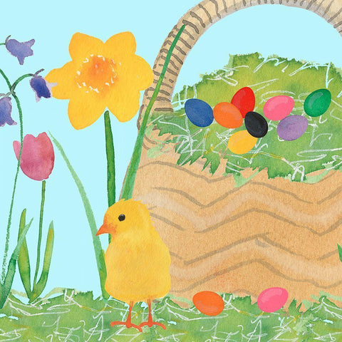 Easter Basket Time I Black Modern Wood Framed Art Print by Longley, Alicia