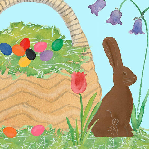 Easter Basket Time II Black Ornate Wood Framed Art Print with Double Matting by Longley, Alicia