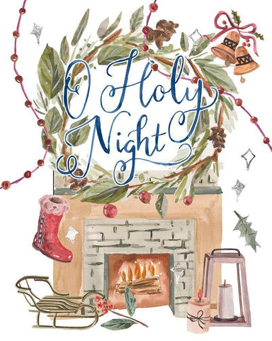 O Holy Night II White Modern Wood Framed Art Print with Double Matting by Wang, Melissa
