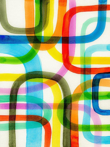 Overlapping II White Modern Wood Framed Art Print with Double Matting by Galapon, Nikki