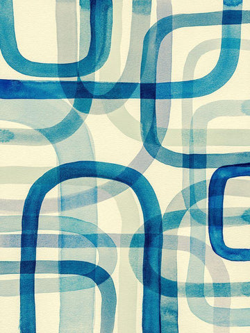 Overlapping IV White Modern Wood Framed Art Print with Double Matting by Galapon, Nikki