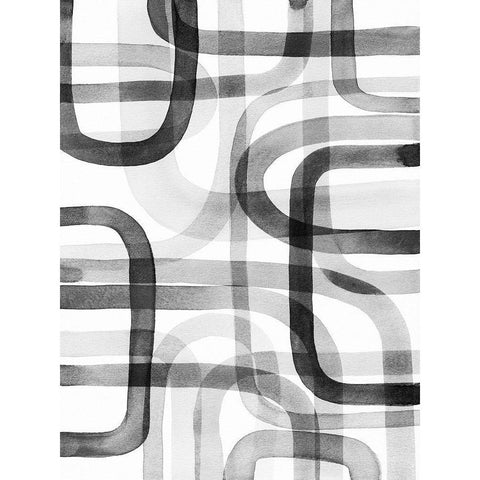 Overlapping V Black Modern Wood Framed Art Print by Galapon, Nikki