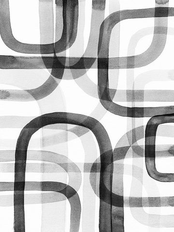 Overlapping VI White Modern Wood Framed Art Print with Double Matting by Galapon, Nikki