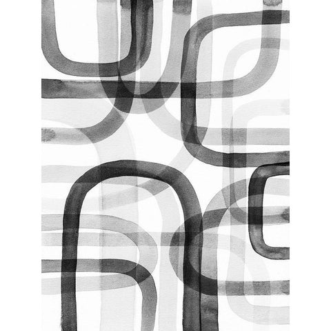 Overlapping VI Black Modern Wood Framed Art Print with Double Matting by Galapon, Nikki