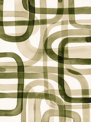 Overlapping VII White Modern Wood Framed Art Print with Double Matting by Galapon, Nikki