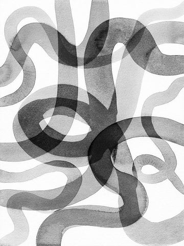 Meander III White Modern Wood Framed Art Print with Double Matting by Galapon, Nikki