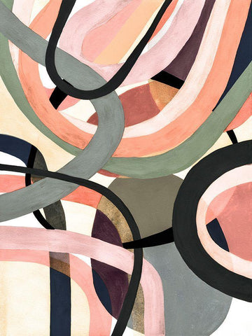 Pastel Tangle I White Modern Wood Framed Art Print with Double Matting by Galapon, Nikki