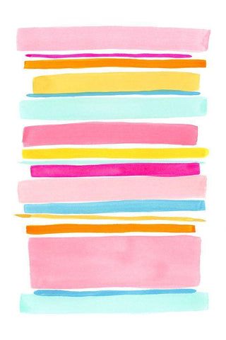 Summer Stripes I White Modern Wood Framed Art Print with Double Matting by Galapon, Nikki