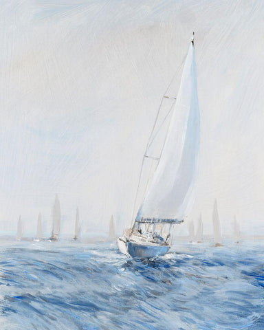 Sailing Upwind I White Modern Wood Framed Art Print with Double Matting by OToole, Tim