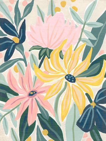 Tropical Sunshine I White Modern Wood Framed Art Print with Double Matting by Vess, June Erica