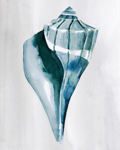 Soft Ocean Gems II White Modern Wood Framed Art Print with Double Matting by Warren, Annie