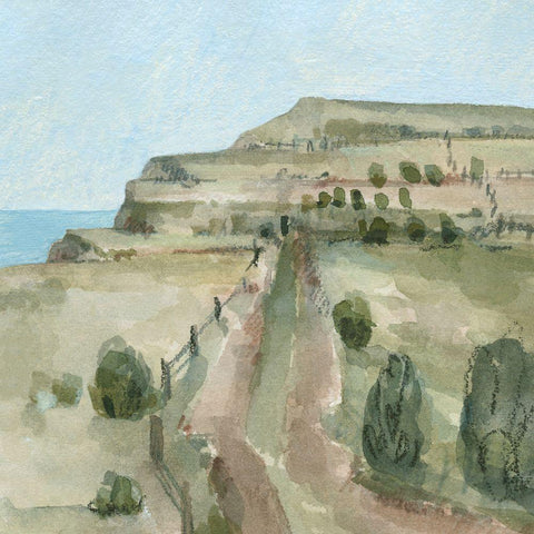 Seaside Stroll II White Modern Wood Framed Art Print with Double Matting by Caroline, Emma