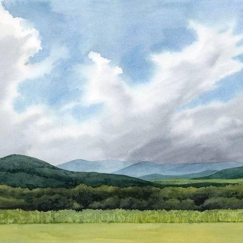 Sapphire Mountains I White Modern Wood Framed Art Print by Popp, Grace